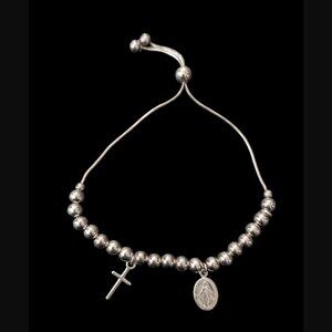 Mia Fiore Sterling Made In Italy Religious Virgin Mary Cross Osfm Bracelet